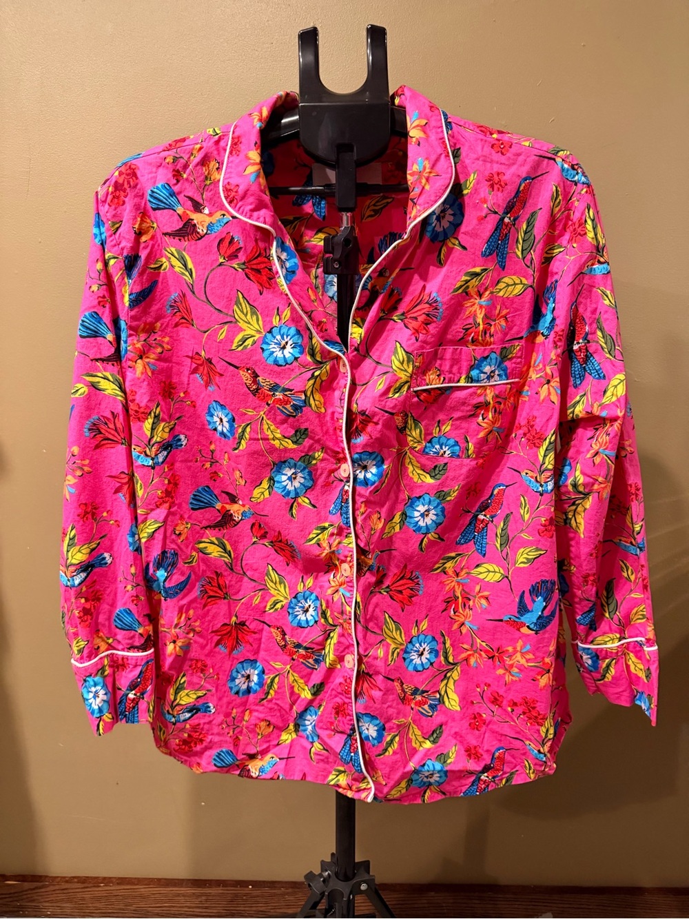 Printfresh Hummingbird Haven Pajama Set L Pink Long Sleeve Cotton